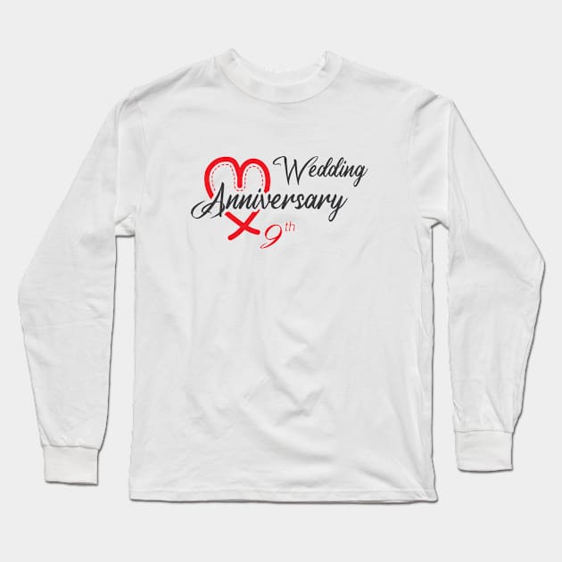 9th Wedding anniversary Long Sleeve T-Shirt by artfarissi